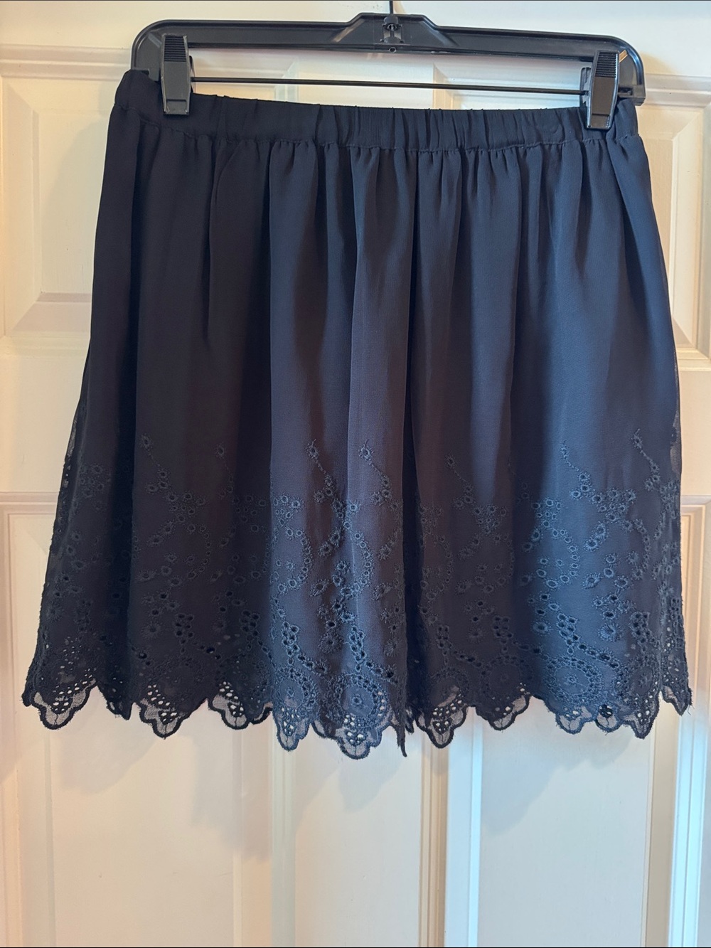 Lucky Brand Black Eyelet Scallop Hem Skater Skirt